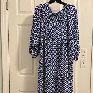 Blue Geometric Print Long Dress